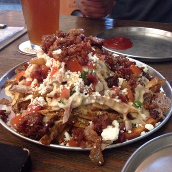 Platypus Brewing - Cheese fries with bacon and pulled pork... so freaking good! - Breweries Near Me - Houston, Texas