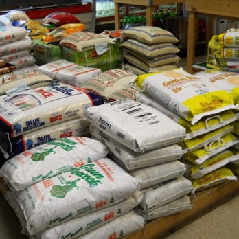 Marhaba Bazar - piles of rice in a grocery store - Grocery Near Me - Hamtramck, Michigan