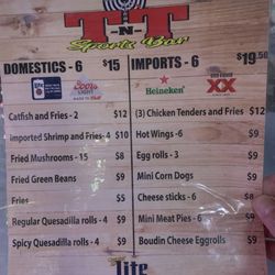 TNT Sportsbar - Menu : result: in non smoking bar