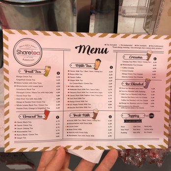 Sharetea - Menu 7/6/2018 - Coffee & Tea Near Me - San Ramon, California Sharetea - Menu 7/6/2018 - Coffee & Tea Near Me - San Ramon, California
