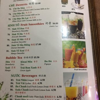 Truong Thanh Vietnamese Restaurant - Beverage Menu - Vietnamese Near Me - Vancouver, British Columbia