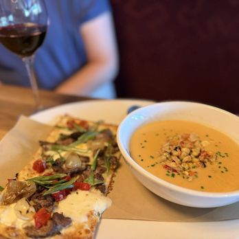 Seasons 52 - Philly Cheesesteak flatbread with lobster bisque - New American Near Me - Rancho Cucamonga, California Seasons 52 - Philly Cheesesteak flatbread with lobster bisque - New American Near Me - Rancho Cucamonga, California