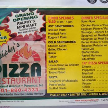 Ralphy's Pizza Restaurant - the menu - Pizza Near Me - Paramus, New Jersey Ralphy's Pizza Restaurant - the menu - Pizza Near Me - Paramus, New Jersey