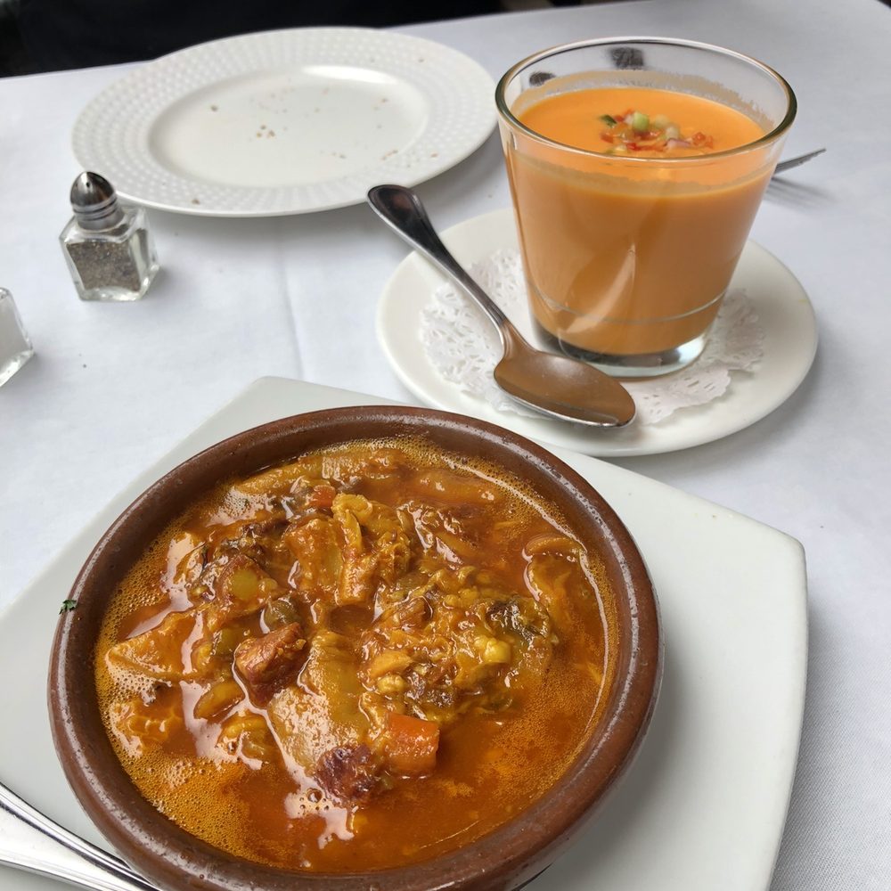 Taberna del Alabardero - Beef tripe stew and cold tomato soup - Spanish Near Me - Washington, DC, District of Columbia Taberna del Alabardero - Beef tripe stew and cold tomato soup - Spanish Near Me - Washington, DC, District of Columbia
