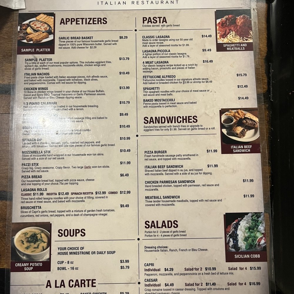 Capri di Nuovo - Menu - Italian Near Me - West Allis, Wisconsin Capri di Nuovo - Menu - Italian Near Me - West Allis, Wisconsin