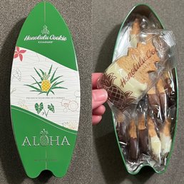 The best shortbread cookies in a surfboard tin! $19.99 for a box of 15.