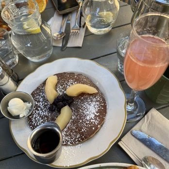 La Note - Lemon Gingerbread Pancakes and Poached Pears - French Near Me - Berkeley, California