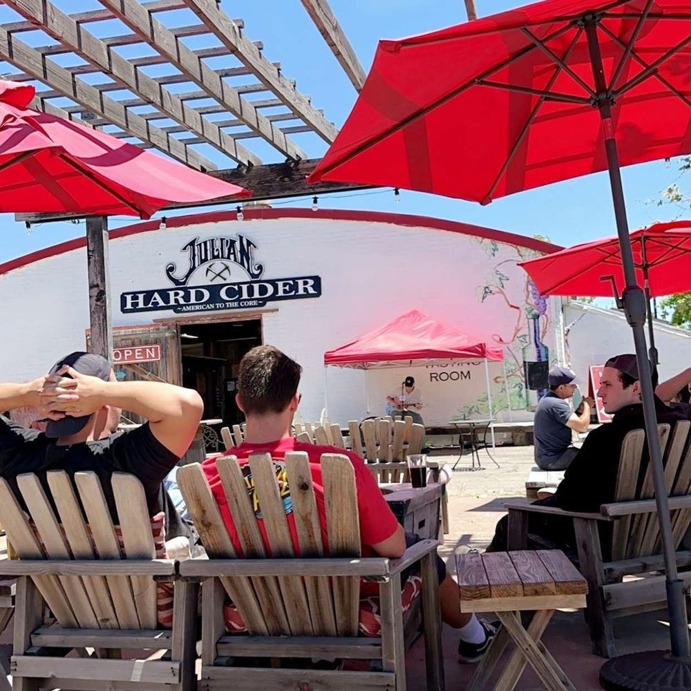 Julian Hard Cider - Patio seating outside next to THE COOLER - Beer, Wine & Spirits Near Me - Julian, California Julian Hard Cider - Patio seating outside next to THE COOLER - Beer, Wine & Spirits Near Me - Julian, California