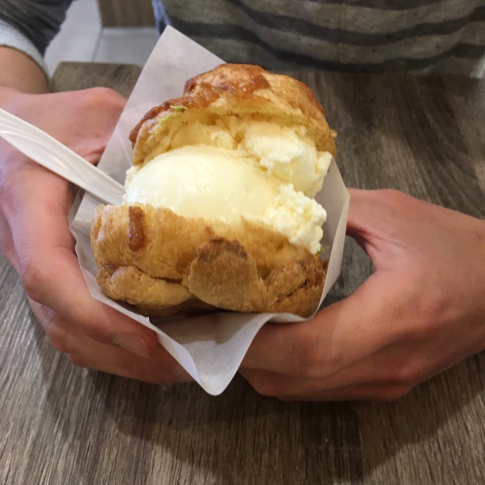 Beard Papa's - Honey butter cream puff with vanilla ice cream - Desserts Near Me - Flushing, New York Beard Papa's - Honey butter cream puff with vanilla ice cream - Desserts Near Me - Flushing, New York