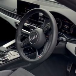 Car mats, steering wheel. Display