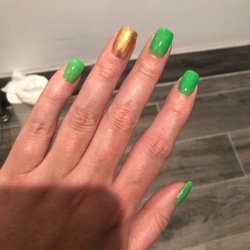 St. Patty's nails gel. Done by Ron