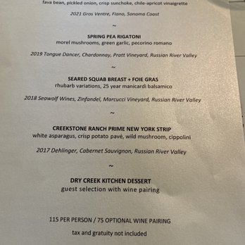 Dry Creek Kitchen - Menu - New American Near Me - Healdsburg, California Dry Creek Kitchen - Menu - New American Near Me - Healdsburg, California