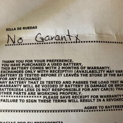 Batteries 4 less - Warranty paperwork