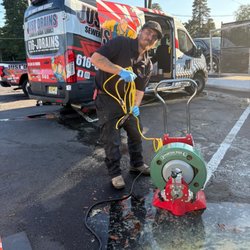 Just Drains Sewer & Drain Service - Tim hard at work on a sewer job !