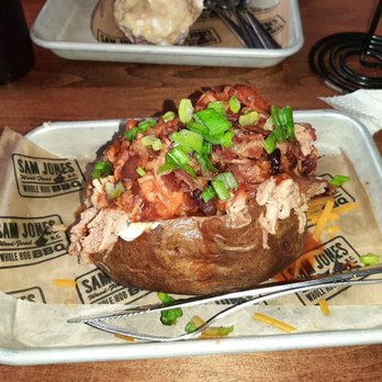 Sam Jones BBQ - Smokehouse baked potato. Yummo! - Barbeque Near Me - Winterville, North Carolina Sam Jones BBQ - Smokehouse baked potato. Yummo! - Barbeque Near Me - Winterville, North Carolina