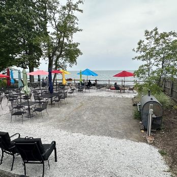 Driftwood Point - tables and umbrellas on the beach - Cocktail Bars Near Me - Geneva, Ohio