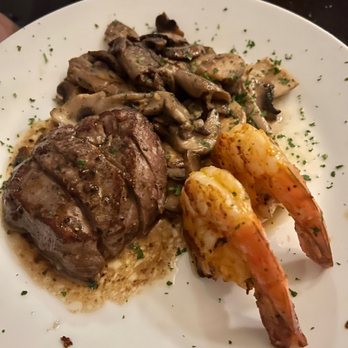 Bodega Highlands - Filet with prawns and a medley of mushroom...the flavor were amazing and the steak melted in your mouth. - Tapas Bars Near Me - Edmonton, Alberta Bodega Highlands - Filet with prawns and a medley of mushroom...the flavor were amazing and the steak melted in your mouth. - Tapas Bars Near Me - Edmonton, Alberta