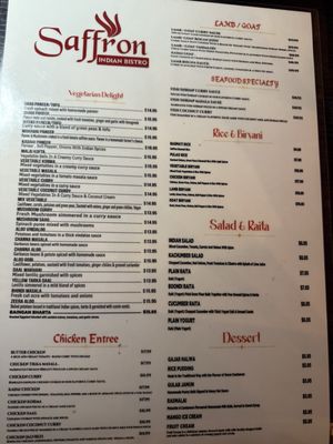 Menu photo 1 Saffron Indian Bistro Fresno, CA Menu photo 1 Saffron Indian Bistro Fresno, CA