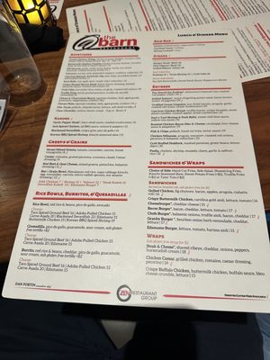 Menu photo 3 @ the barn restaurant Granby, CT