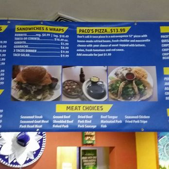 Paco's Tacos - Menu Board u pay up front. - Mexican Near Me - Madison, Wisconsin