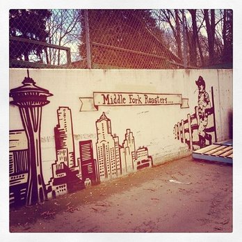 Middle Fork Roasters - the seattle skyline painted on a wall - Coffee Roasteries Near Me - Seattle, Washington Middle Fork Roasters - the seattle skyline painted on a wall - Coffee Roasteries Near Me - Seattle, Washington
