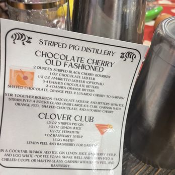 Striped Pig Distillery - Tonight's activities will be making a Clover Club and spin on an Old Fashioned - Distilleries Near Me - Charleston, South Carolina Striped Pig Distillery - Tonight's activities will be making a Clover Club and spin on an Old Fashioned - Distilleries Near Me - Charleston, South Carolina