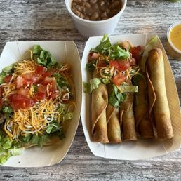 Taquitos and grilled taco! Beans... Are delicious
