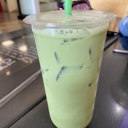 Milk tea Matcha less sweet and light on the ice