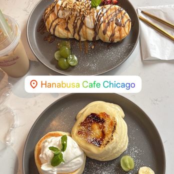 Hanabusa Cafe - Custard Pancake Nutella Pancake Caramel Macchiato Latte Caramel - Pancakes Near Me - Chicago, Illinois