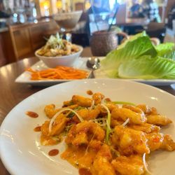 Minervas - Bang bang shrimp and lettuce wraps! (Both on happy hour)