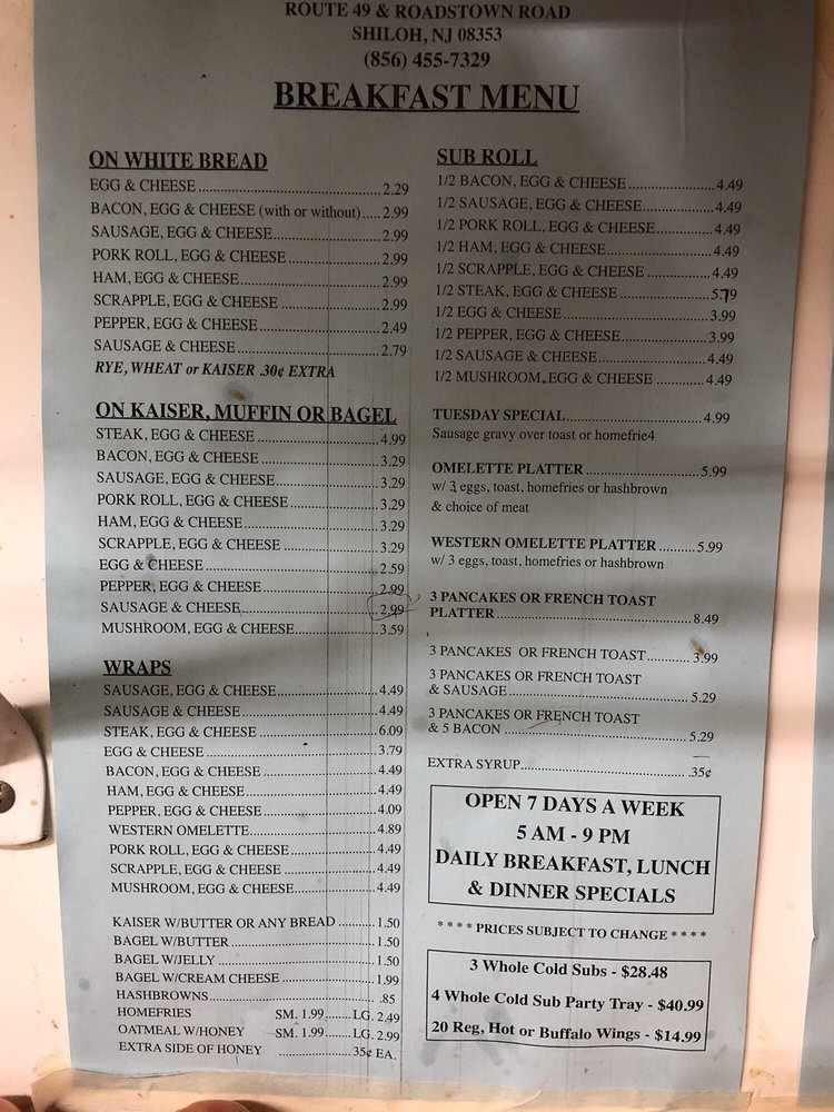 Shiloh Market Grocery 13 Roadstown Rd, Shiloh, NJ Restaurant Reviews Phone Number Yelp