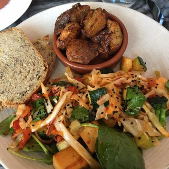 Lula Cafe - Tofu and vegetable scramble with a sesame flavored slaw and delicious, salty potatoes. - New American Near Me - Chicago, Illinois