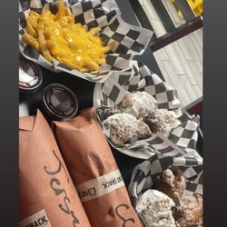 Fat Shack - Cheesecake bites , fried Oreos, the cow , the Jersey ,and  cheese fries.