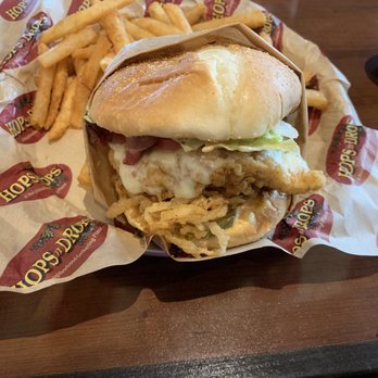 Hops n Drops - Triple Threat Chicken Sandwich. - American Near Me - Tacoma, Washington Hops n Drops - Triple Threat Chicken Sandwich. - American Near Me - Tacoma, Washington