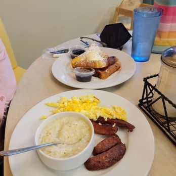 D'egg Diner - Strawberry Cheesecake French Toast, grits, eggs & sausage - Diners Near Me - Norfolk, Virginia D'egg Diner - Strawberry Cheesecake French Toast, grits, eggs & sausage - Diners Near Me - Norfolk, Virginia