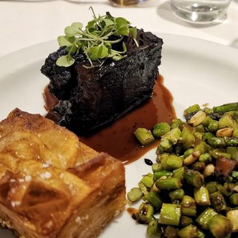 Sainte-George Restaurant - Short ribs with compressed fried potatoes and asparagus - Modern European Near Me - St. Augustine, Florida