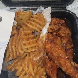 Wings Over Greenville - Korean chili tenders with Cajun fries