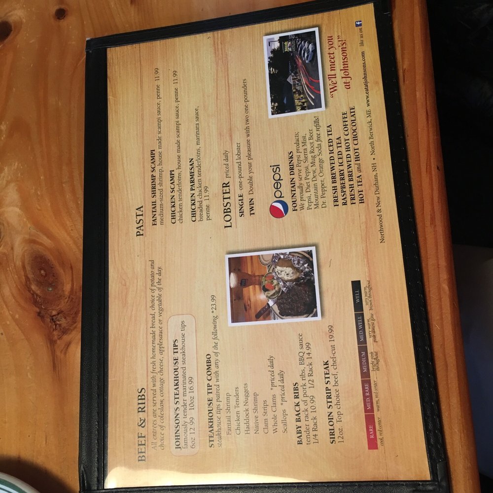 Johnson's Steak & Seafood. - Lunch menu - Seafood Near Me - North Berwick, Maine Johnson's Steak & Seafood. - Lunch menu - Seafood Near Me - North Berwick, Maine