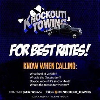 Knockout Towing & Roadside Services - Things to know when you call - Towing Near Me - Baltimore, Maryland