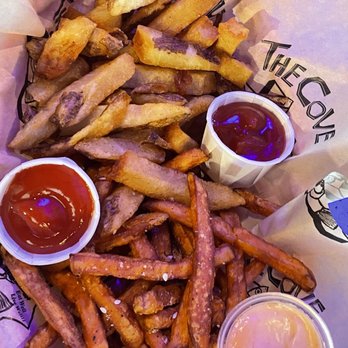 The Cove - Half & half fries (potato and sweet potato) that creamy sauce was soooo good. - Vegetarian Near Me - San Antonio, Texas The Cove - Half & half fries (potato and sweet potato) that creamy sauce was soooo good. - Vegetarian Near Me - San Antonio, Texas