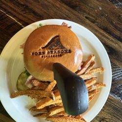 Fore Seasons Clubhouse Bar & Grill - Inferno Burger and hand cut fries.