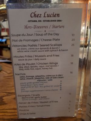 Menu photo 3 Chez Lucien Ottawa, ON
