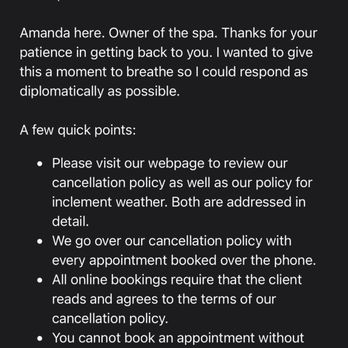 Eden Spa - Owner's condescending and threatening email 15 days after my emails requesting cancellation. - Day Spas Near Me - Denver, Colorado