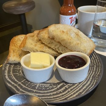 Single Shot - Sourdough toast with blueberry jam - Bars Near Me - Seattle, Washington