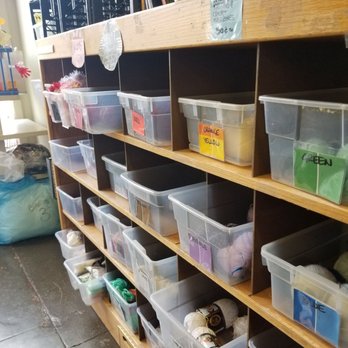SCRAP PDX - Yarn, neatly organized in color coded bins - Arts & Crafts Near Me - Portland, Oregon