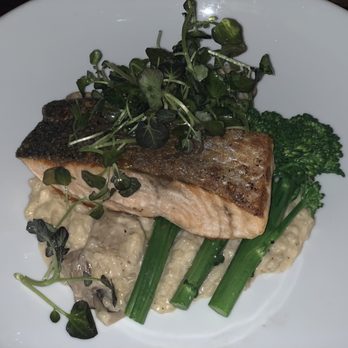 The Compass - Salmon, broccolini, mushroom risotto. Everything was perfectly cooked and delicious! - American Near Me - Phoenix, Arizona