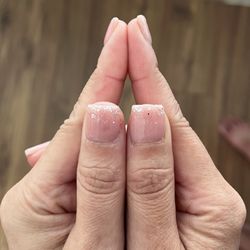 Beyond Nails - My thumb nails were cut two different lengths as were the rest of my fingers. I will need to file them down to match.