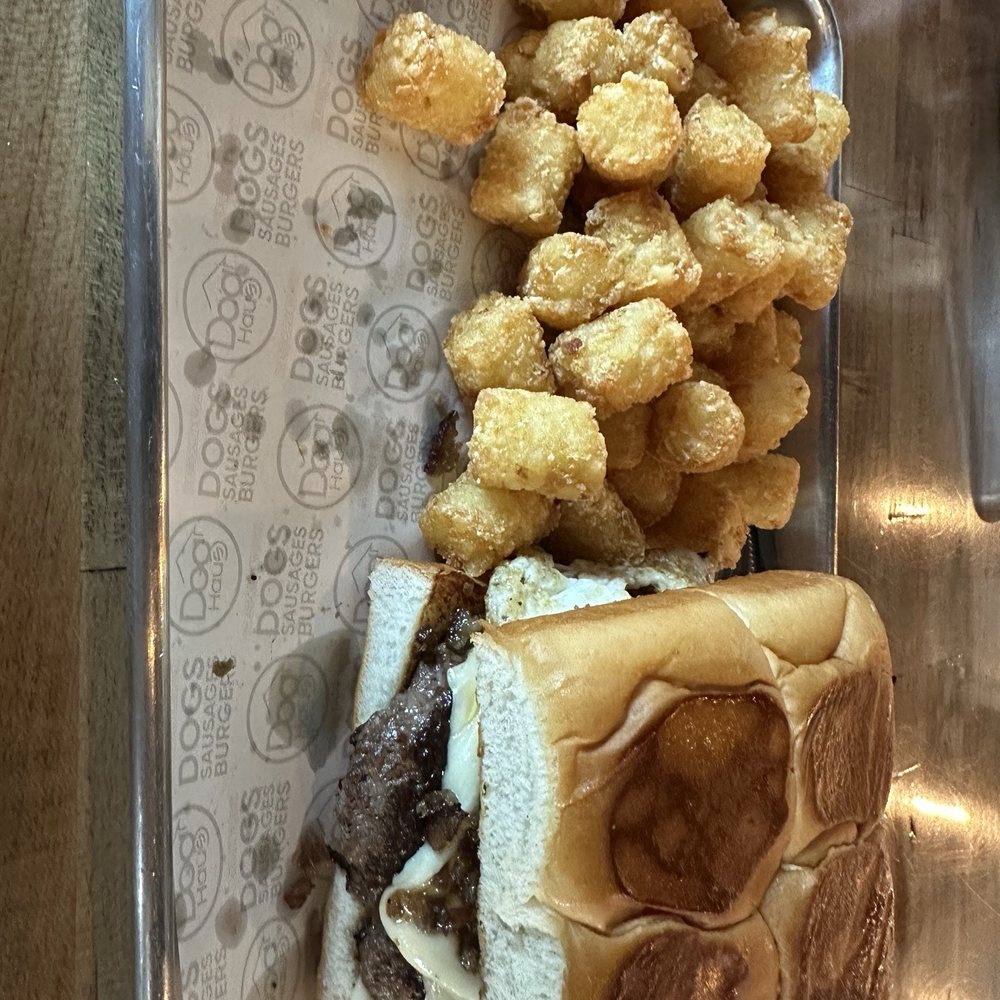Hangover burger and tots.