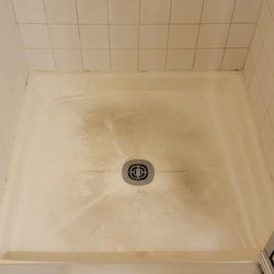 Affordable Refinishing - This is the BEFORE photo, showing 30+ yrs of staining.