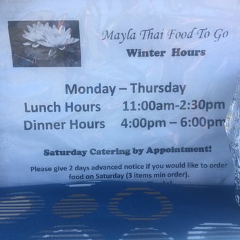 Mayla Thai - Hours - Thai Near Me - Carlton, Oregon Mayla Thai - Hours - Thai Near Me - Carlton, Oregon